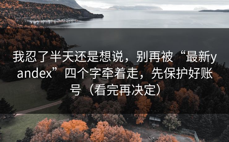 我忍了半天还是想说，别再被“最新yandex”四个字牵着走，先保护好账号（看完再决定）